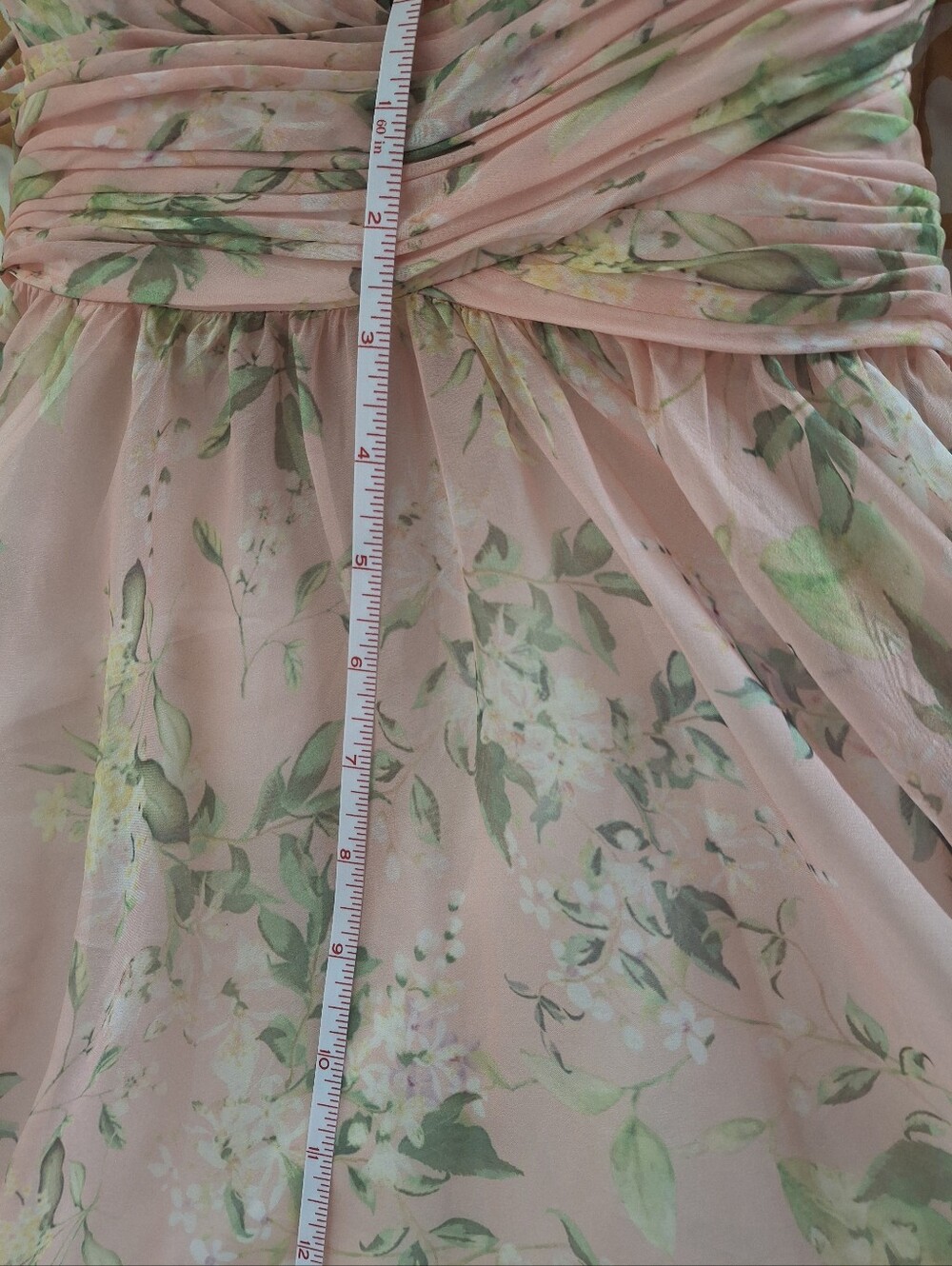 NWT Mac Duggal Pink Ruffle Tiered Floral Cut-Out Chiffon Gown Dress size 6 - Picture 4 of 5